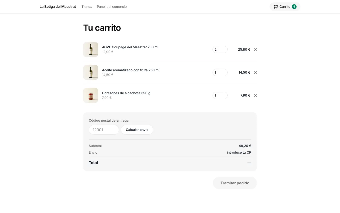 Vista de demostración: Compra