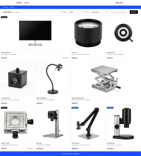 Tienda METRIA — tema Industrial