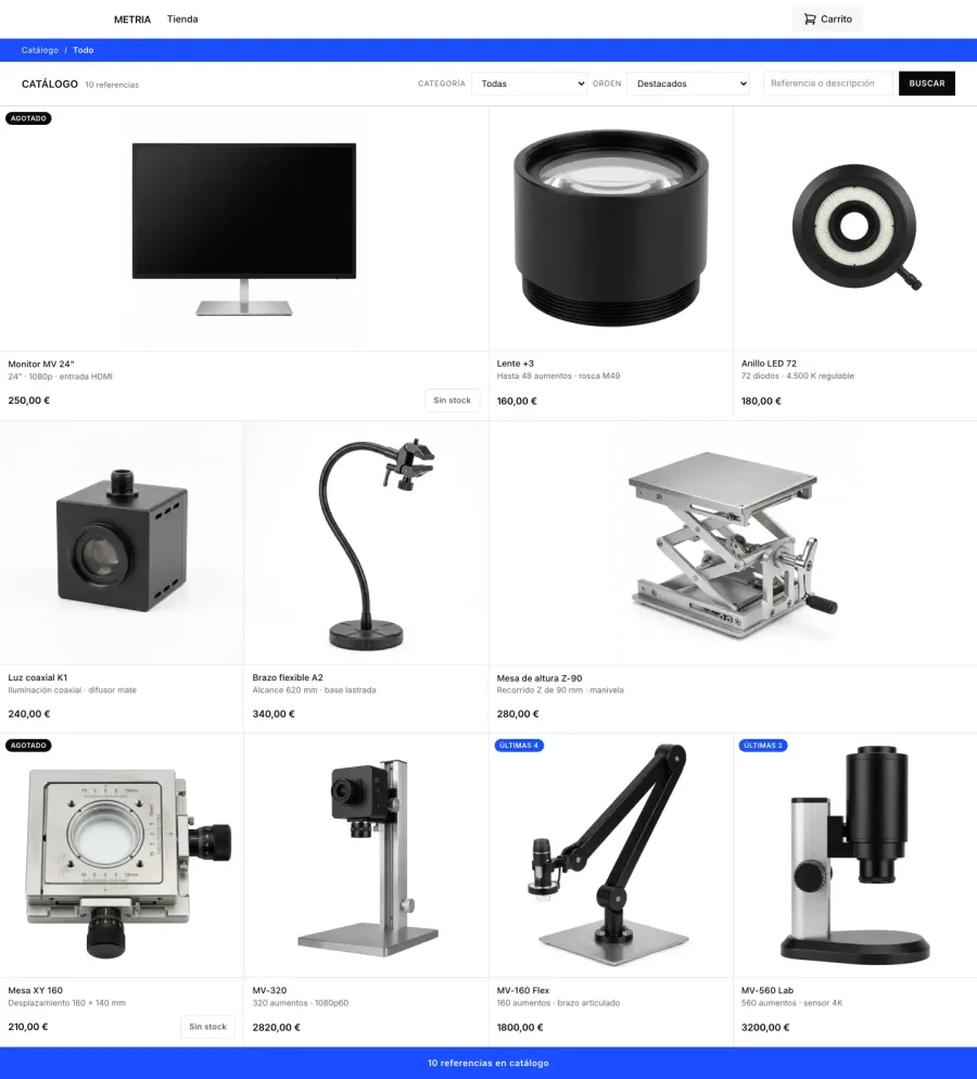 La tienda METRIA, construida con el tema Industrial