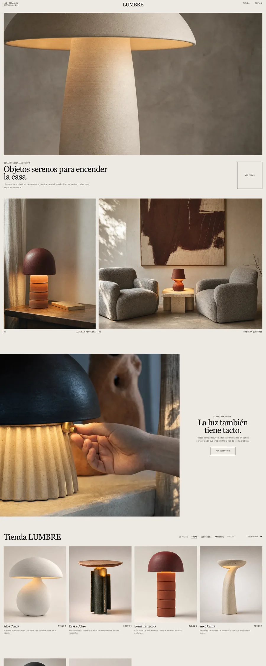 La tienda LUMBRE, construida con el tema LUMBRE